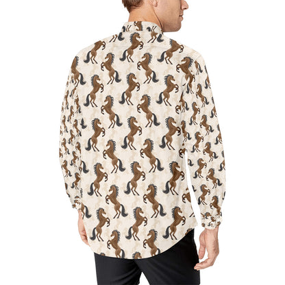 Horse Print Design LKS308 Men's Long Sleeve Dress Shirt