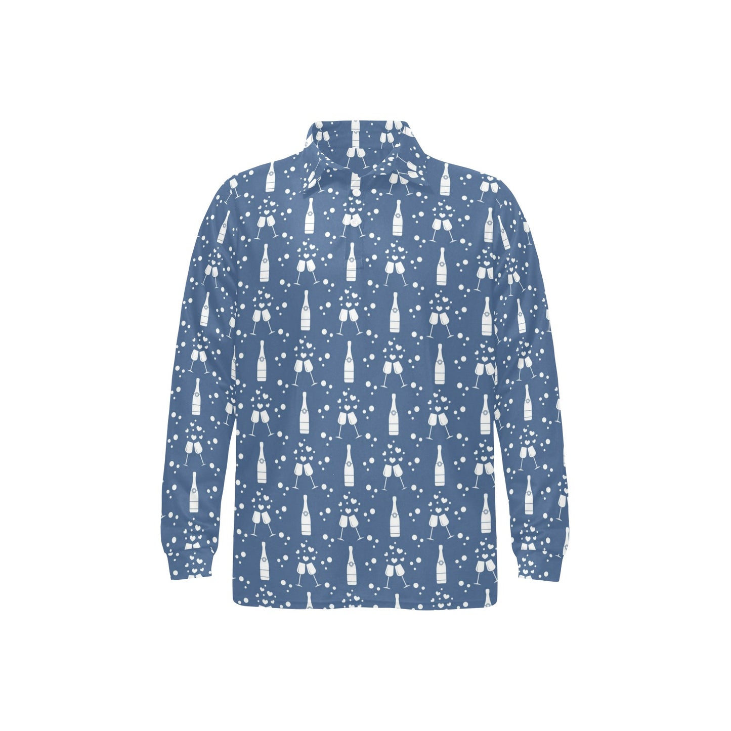 Champagne Pattern Print Design 05 Long Sleeve Polo Shirt For Men's