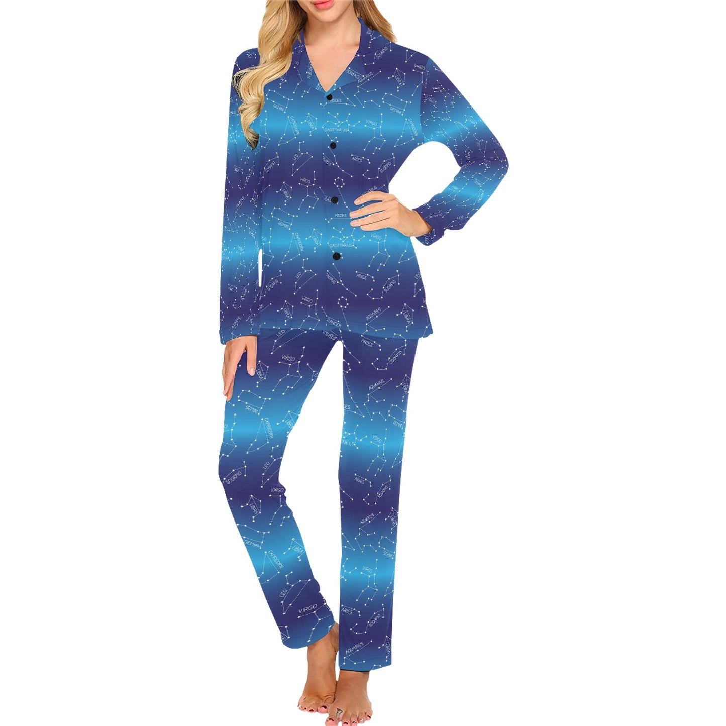 Virgo Print Design LKS302 Women's Long Pajama Set