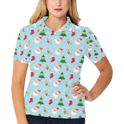 Santa Themed Print Design LKS301 Women's Polo Shirt