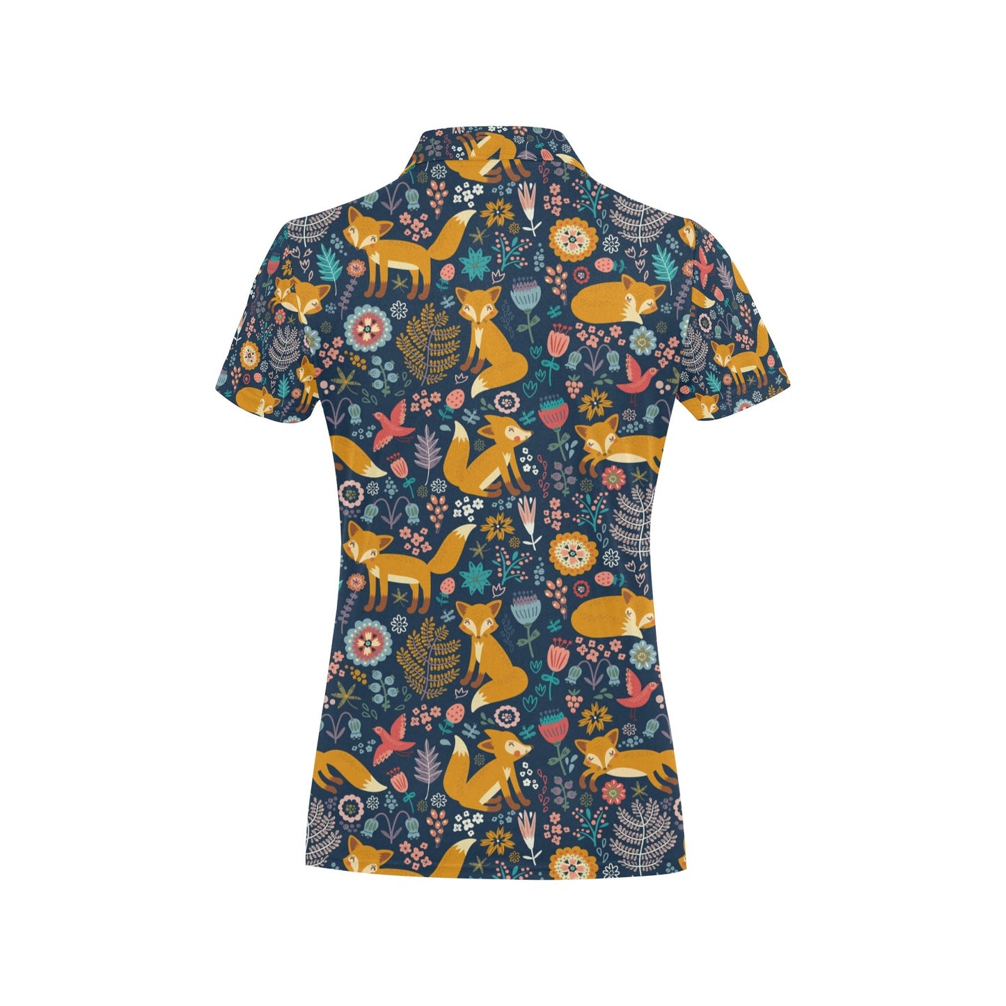 Fox Cute Jungle Print Pattern Women's Polo Shirt