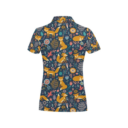 Fox Cute Jungle Print Pattern Women's Polo Shirt