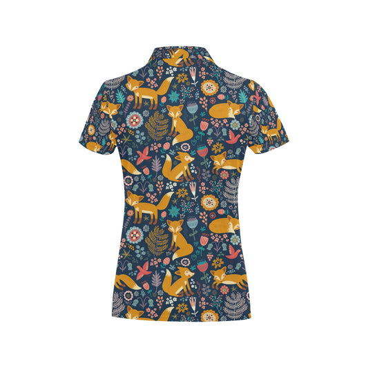 Fox Cute Jungle Print Pattern Women's Polo Shirt