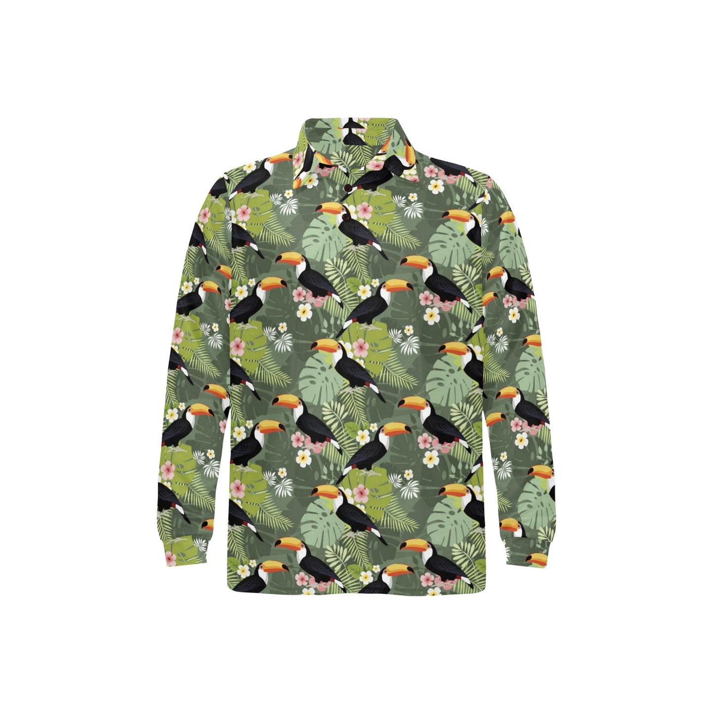Toucan Print Design LKS304 Long Sleeve Polo Shirt For Men's