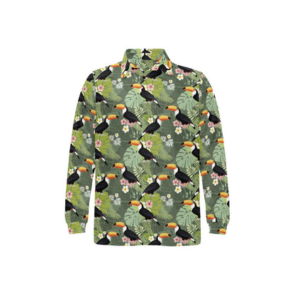 Toucan Print Design LKS304 Long Sleeve Polo Shirt For Men's
