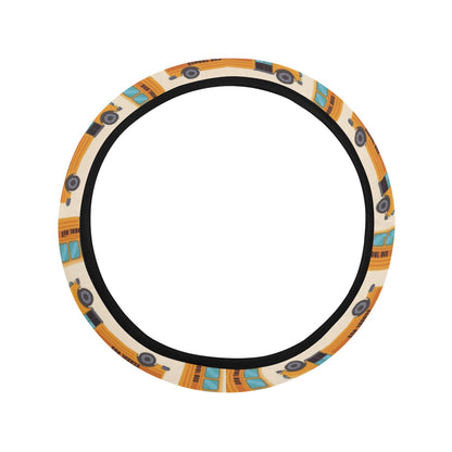 School Bus Print Design LKS305 Steering Wheel Cover with Elastic Edge