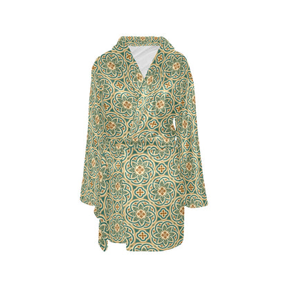 Cross Pattern Print Design 01 Women's Fleece Robe