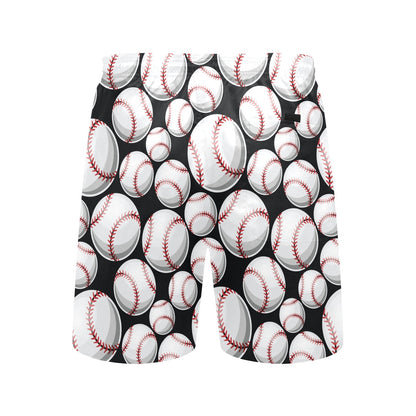 Baseball Black Background Men's Swim Trunks Beach Shorts