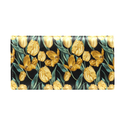 Elegant Yellow Tulip Print Women's Trifold Wallet