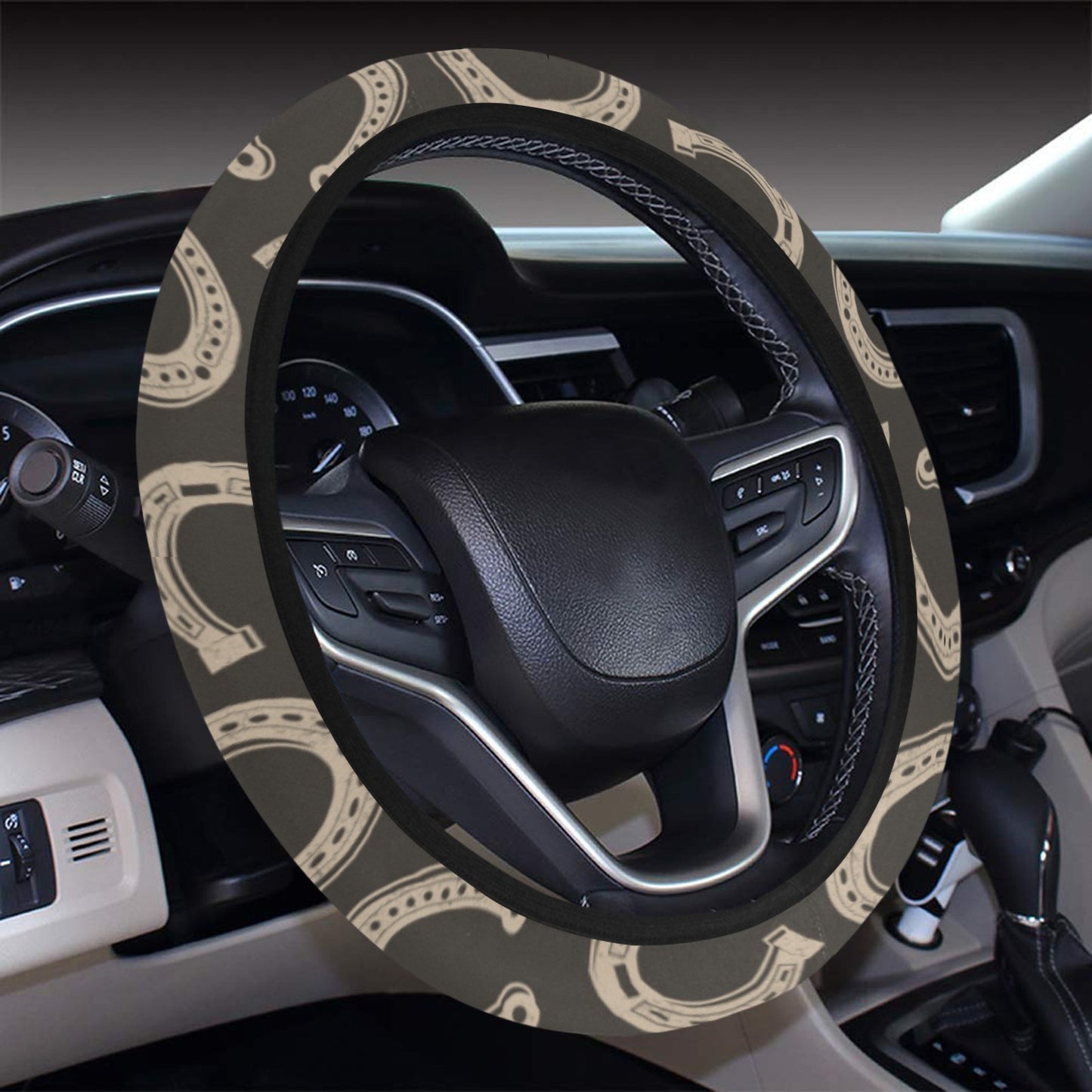 Horseshoe Print Design LKS303 Steering Wheel Cover with Elastic Edge