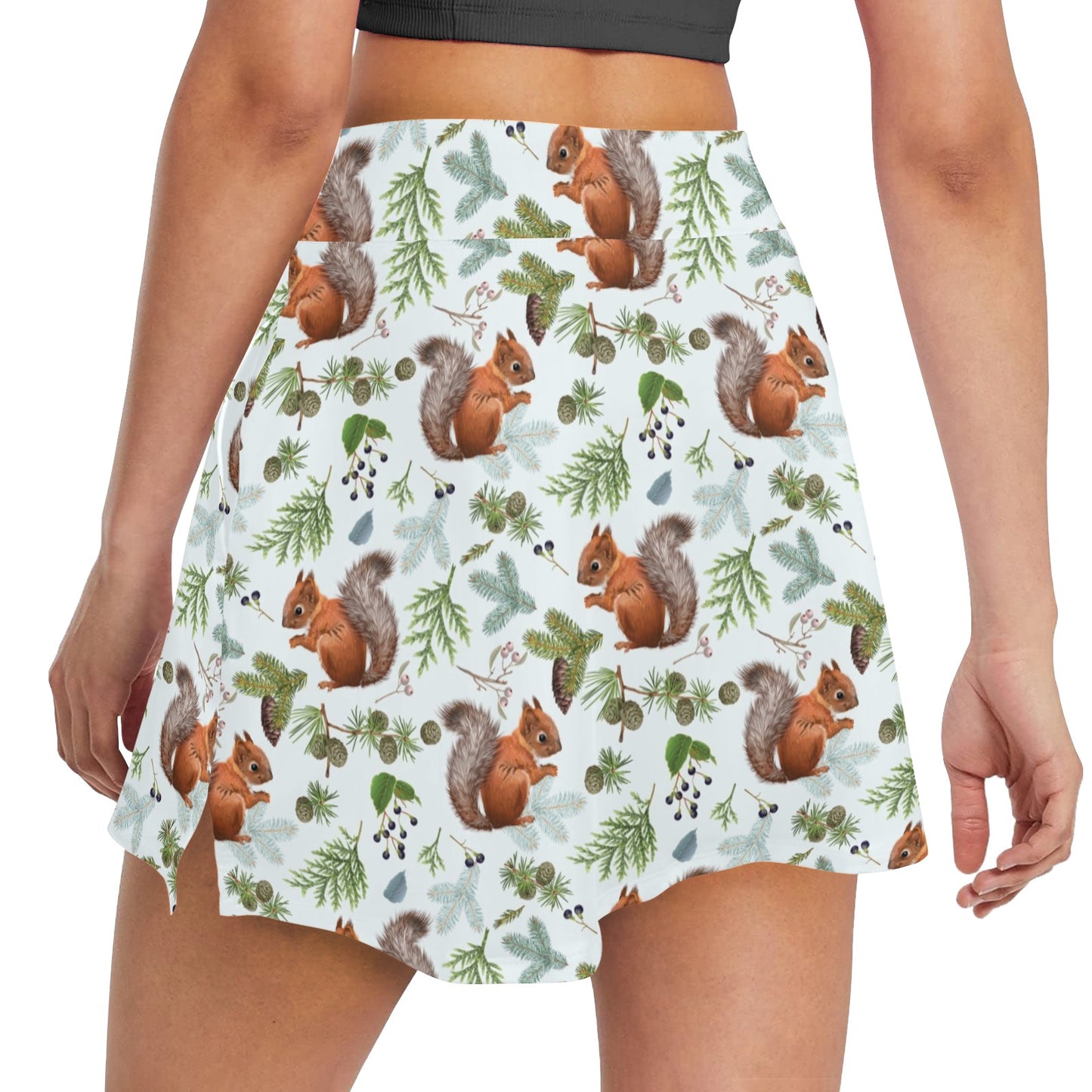 Squirrel Print Design LKS308 17" Golf & Pickleball Skort with Pockets