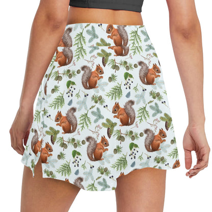 Squirrel Print Design LKS308 17" Golf & Pickleball Skort with Pockets