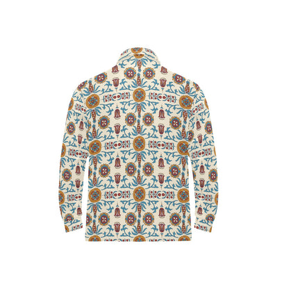 Suzani Print Design LKS301 Long Sleeve Polo Shirt For Men's