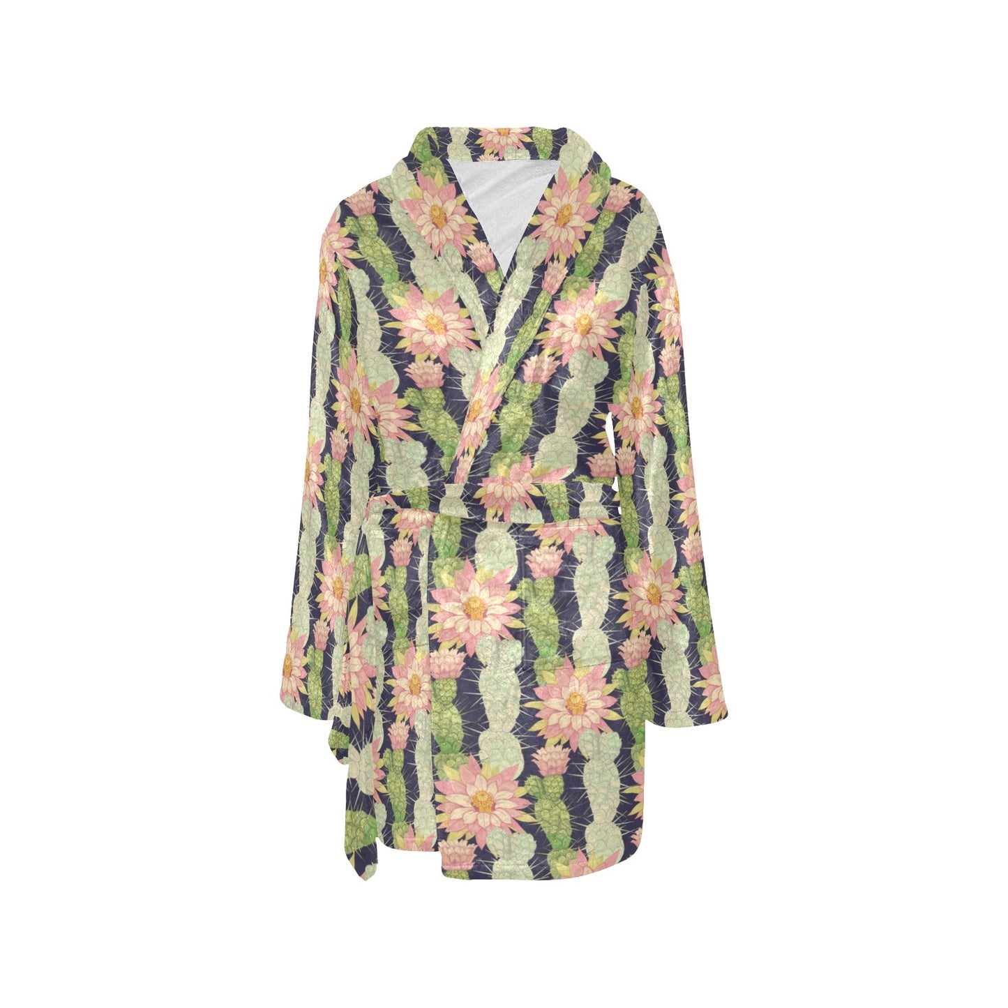 Cactus Pattern Print Design 01 Women's Fleece Robe