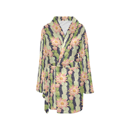 Cactus Pattern Print Design 01 Women's Fleece Robe