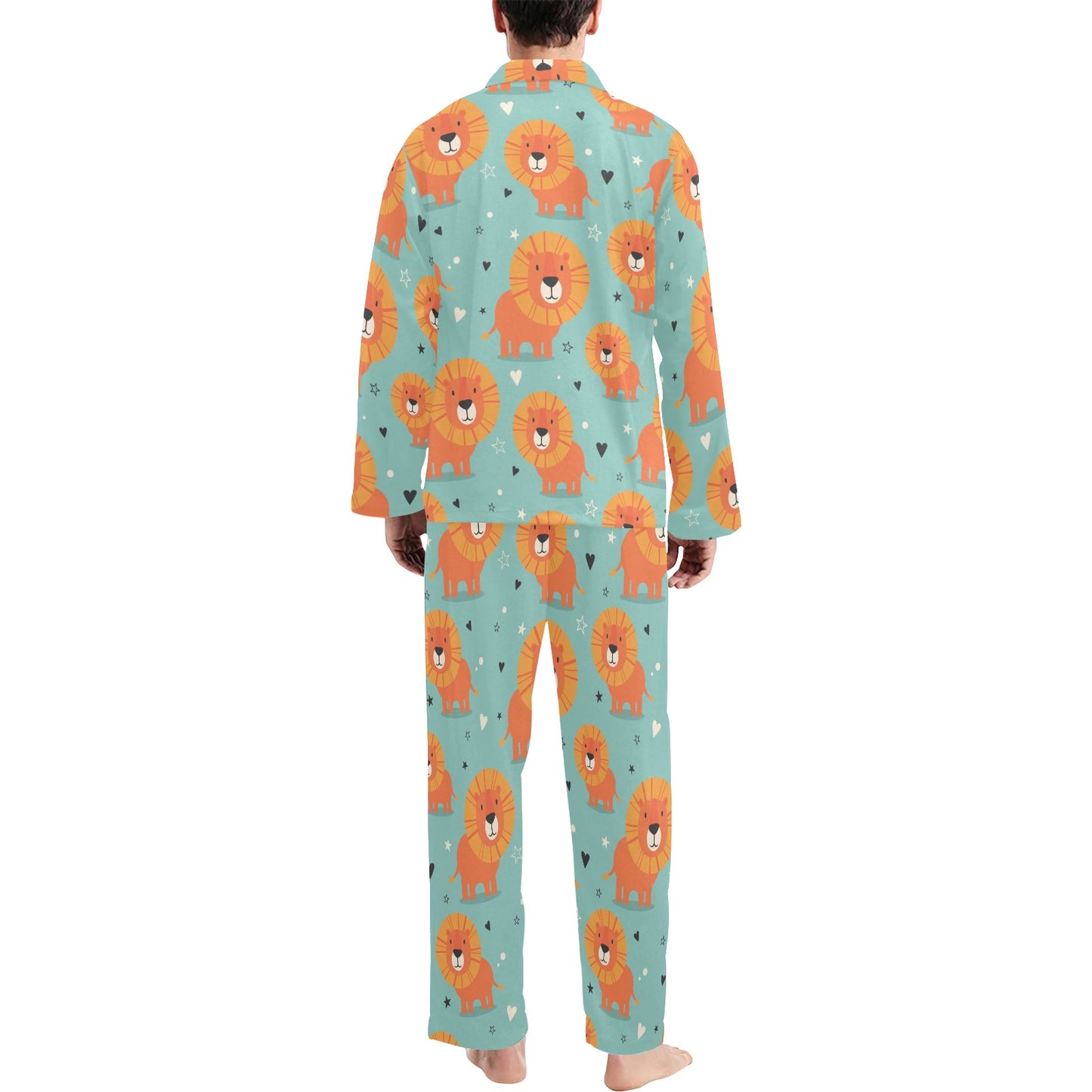 Lion Baby Pattern Print Design 03 Men's Long Pajama Set