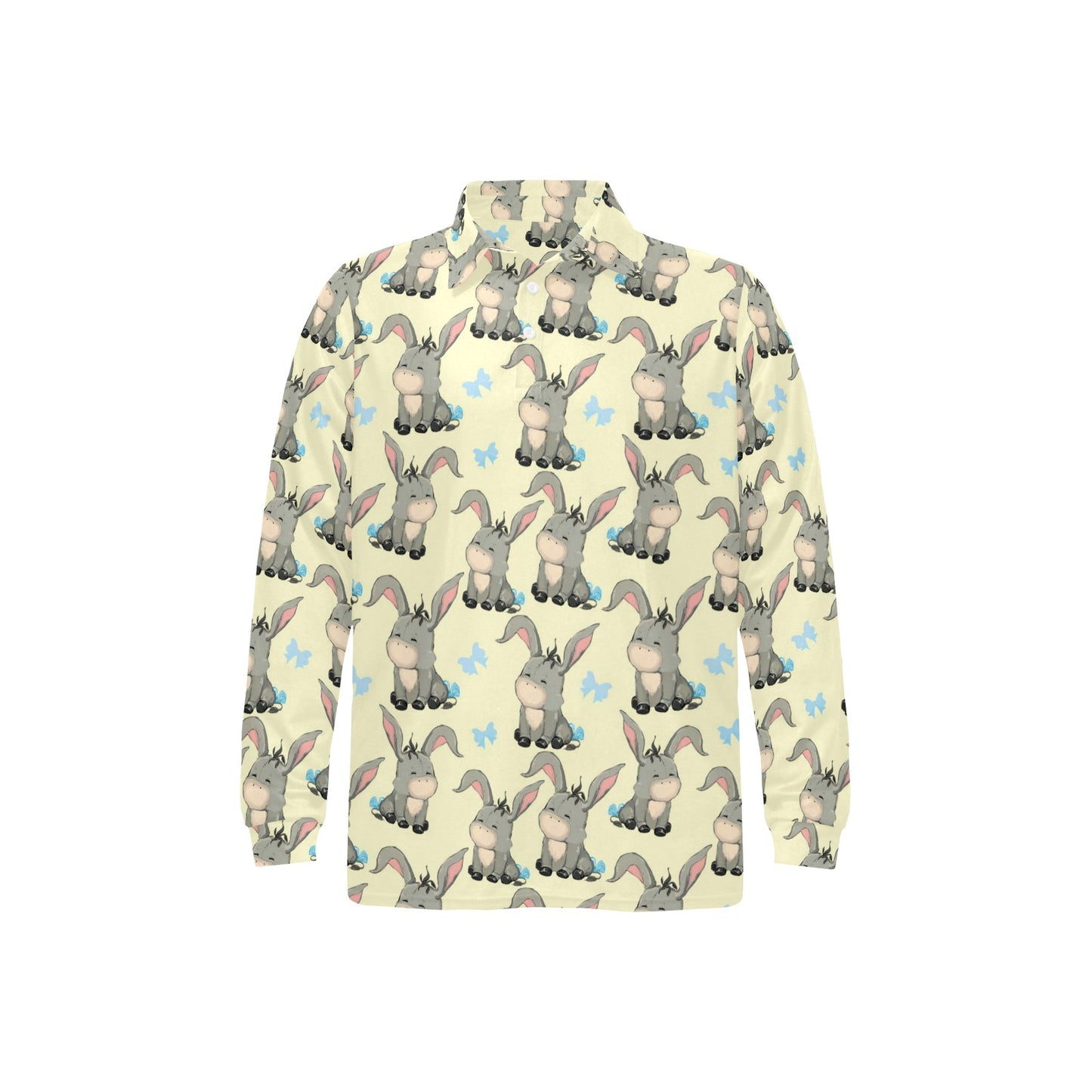Donkey Baby Pattern Print Design 02 Long Sleeve Polo Shirt For Men's