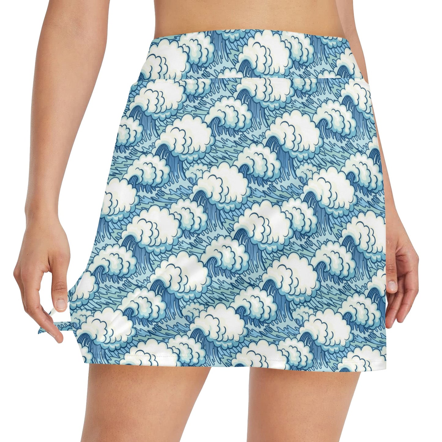 Wave Japan Style Print Design LKS304 17" Golf & Pickleball Skort with Pockets