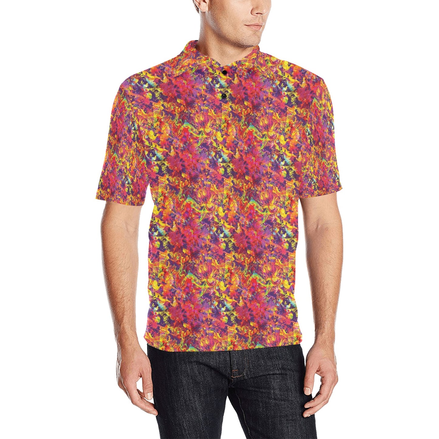 Splatter Print Design LKS303 Men Polo Shirt