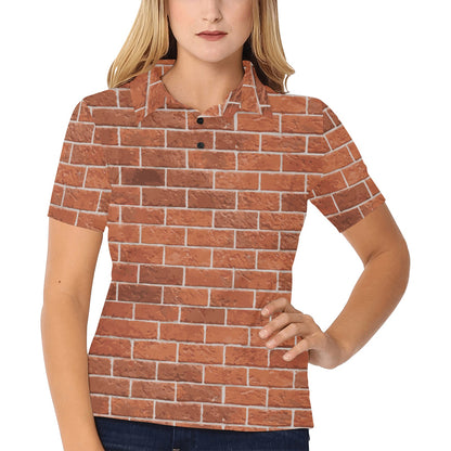 Brick Brown Pattern Print Design 02 Women's Polo Shirt