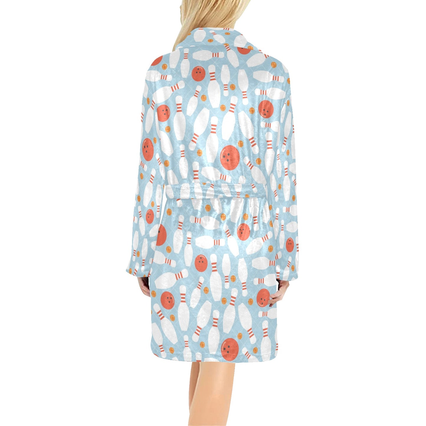 Bowling Pattern Print Design 09 Women's Fleece Robe
