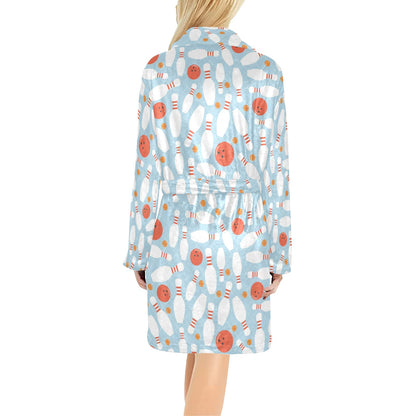 Bowling Pattern Print Design 09 Women's Fleece Robe