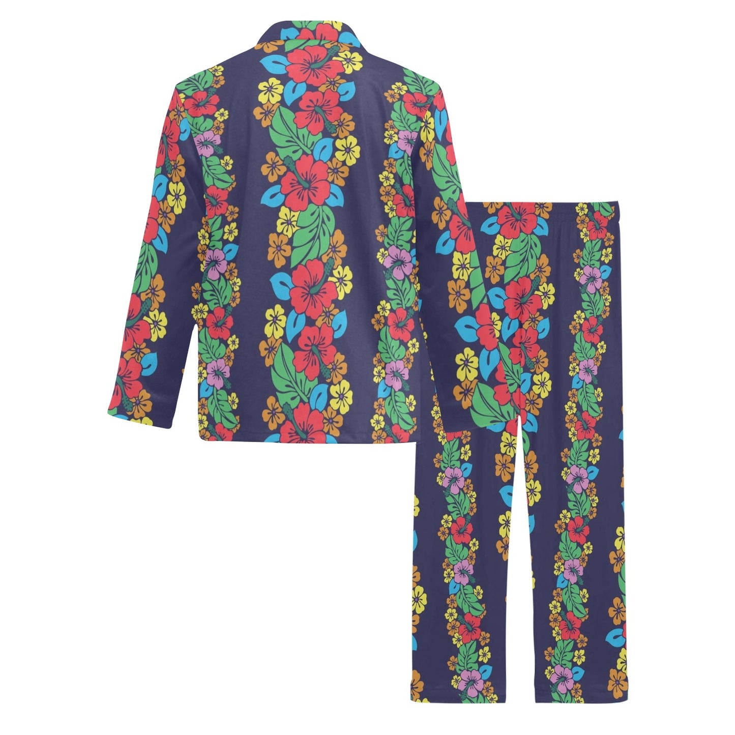 Hawaiian Themed Pattern Print Design H03 Men's Long Pajama Set