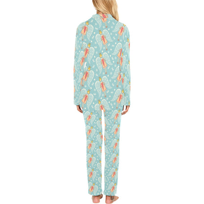 Angel Pattern Print Design 01 Women's Long Pajama Set