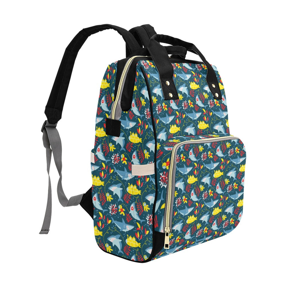 Scuba With Sharks Print Design LKS303 Diaper Bag Backpack