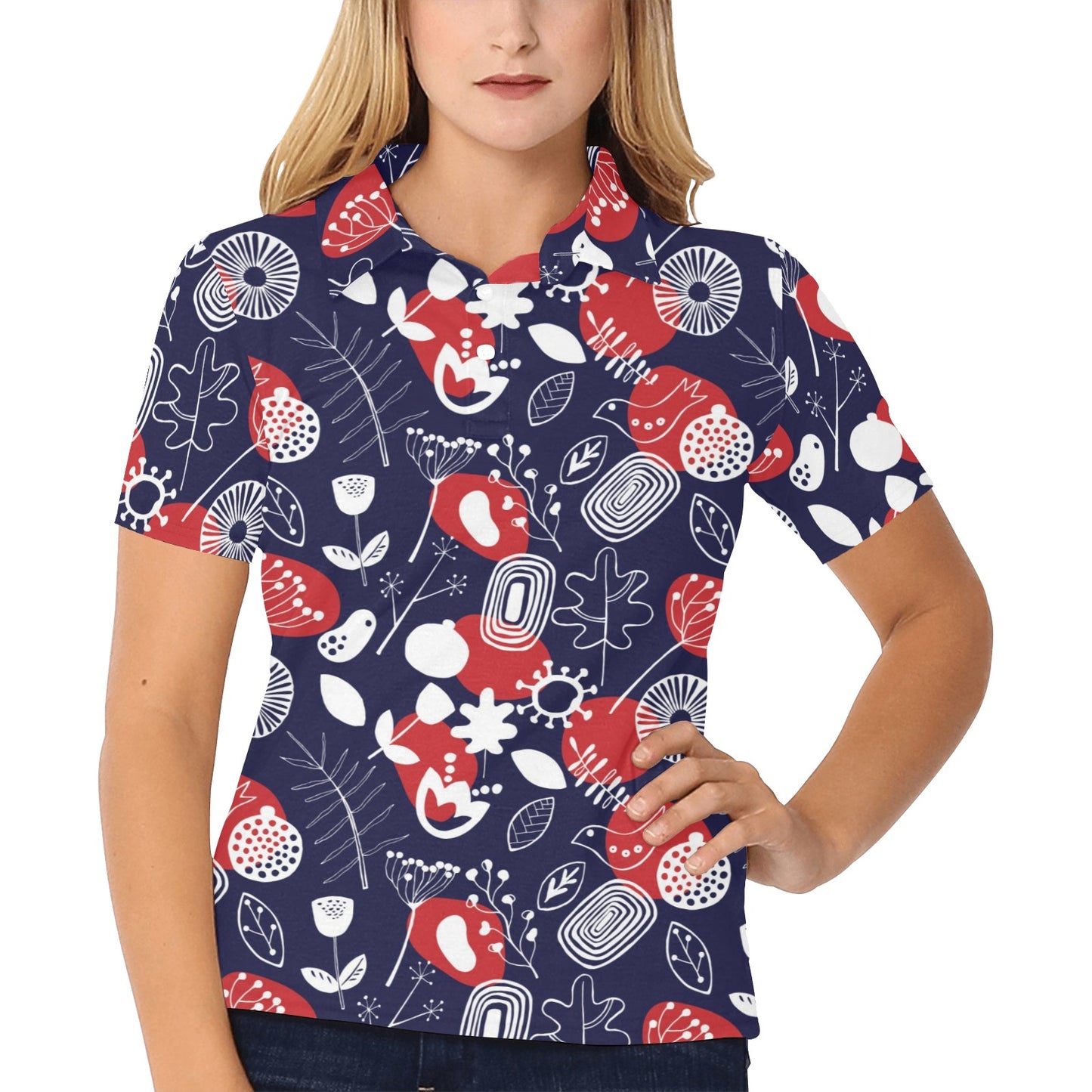 Nordic Pattern Print Design A02 Women's Polo Shirt