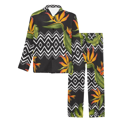 Bird Of Paradise Pattern Print Design BOP07 Men's Long Pajama Set