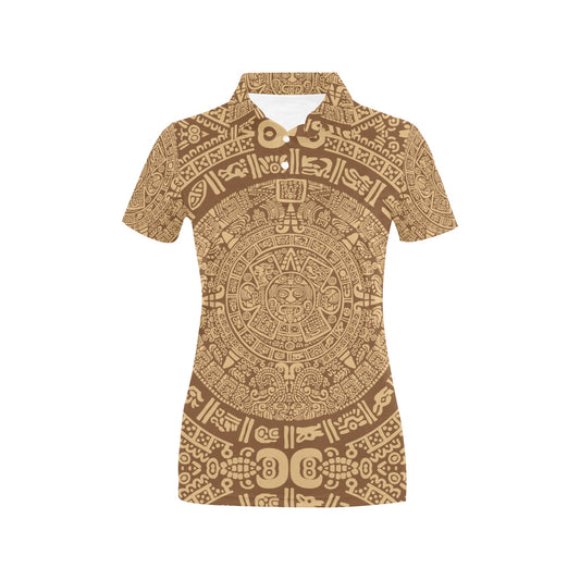 Mayan Pattern Print Design 01 Women's Polo Shirt
