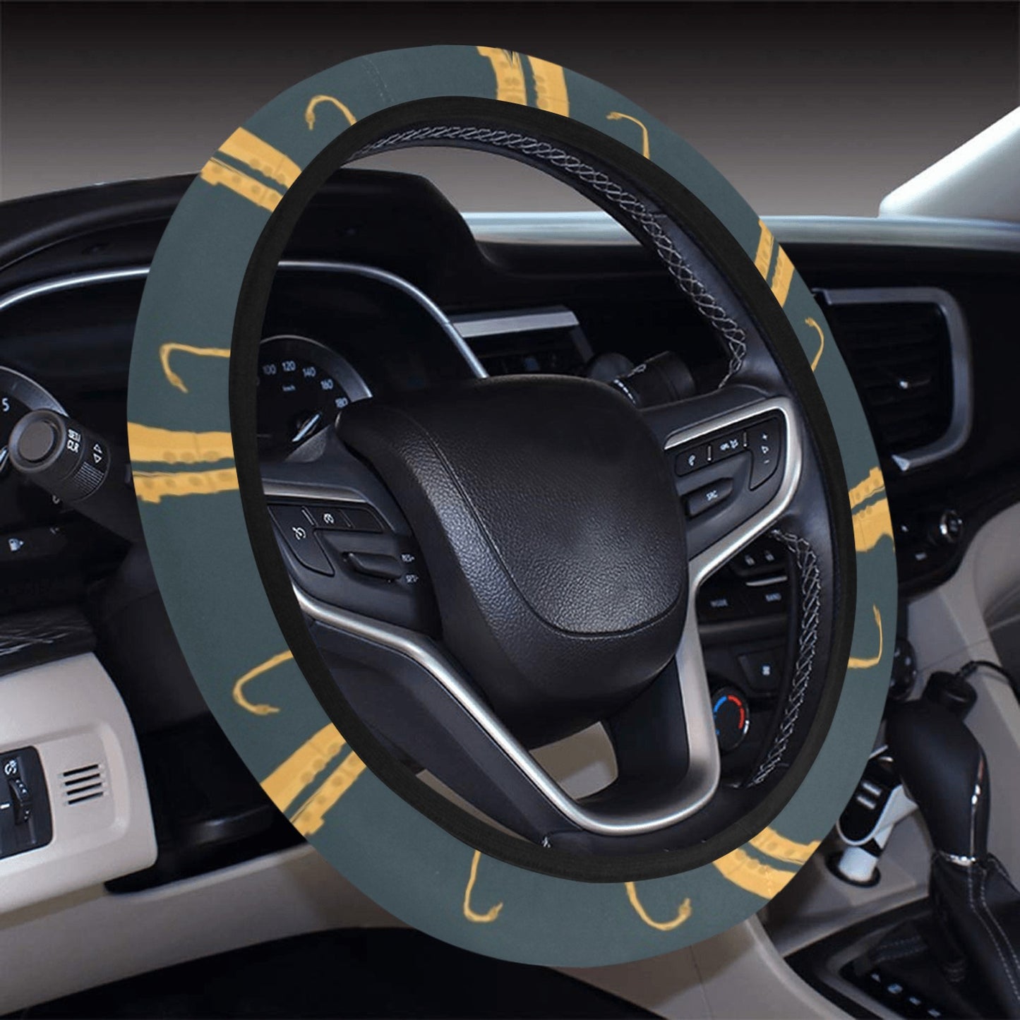 Saxophone Print Design LKS401 Steering Wheel Cover with Elastic Edge