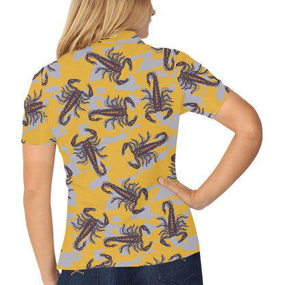 Scorpion Pattern Print Design 01 Women's Polo Shirt
