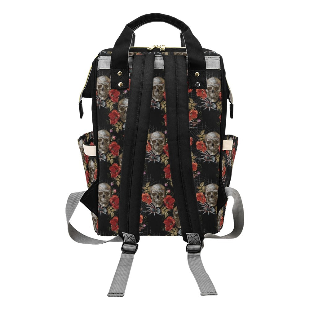 Spider Web Skull Rose Print Design LKS305 Diaper Bag Backpack
