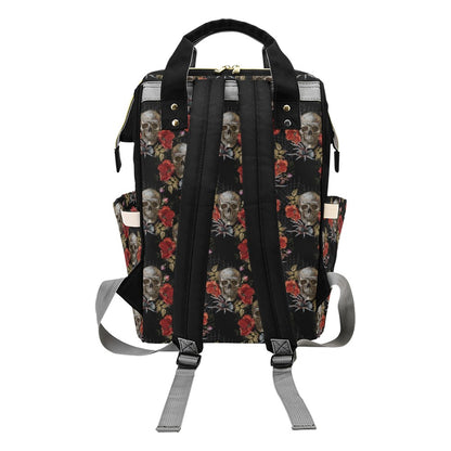Spider Web Skull Rose Print Design LKS305 Diaper Bag Backpack
