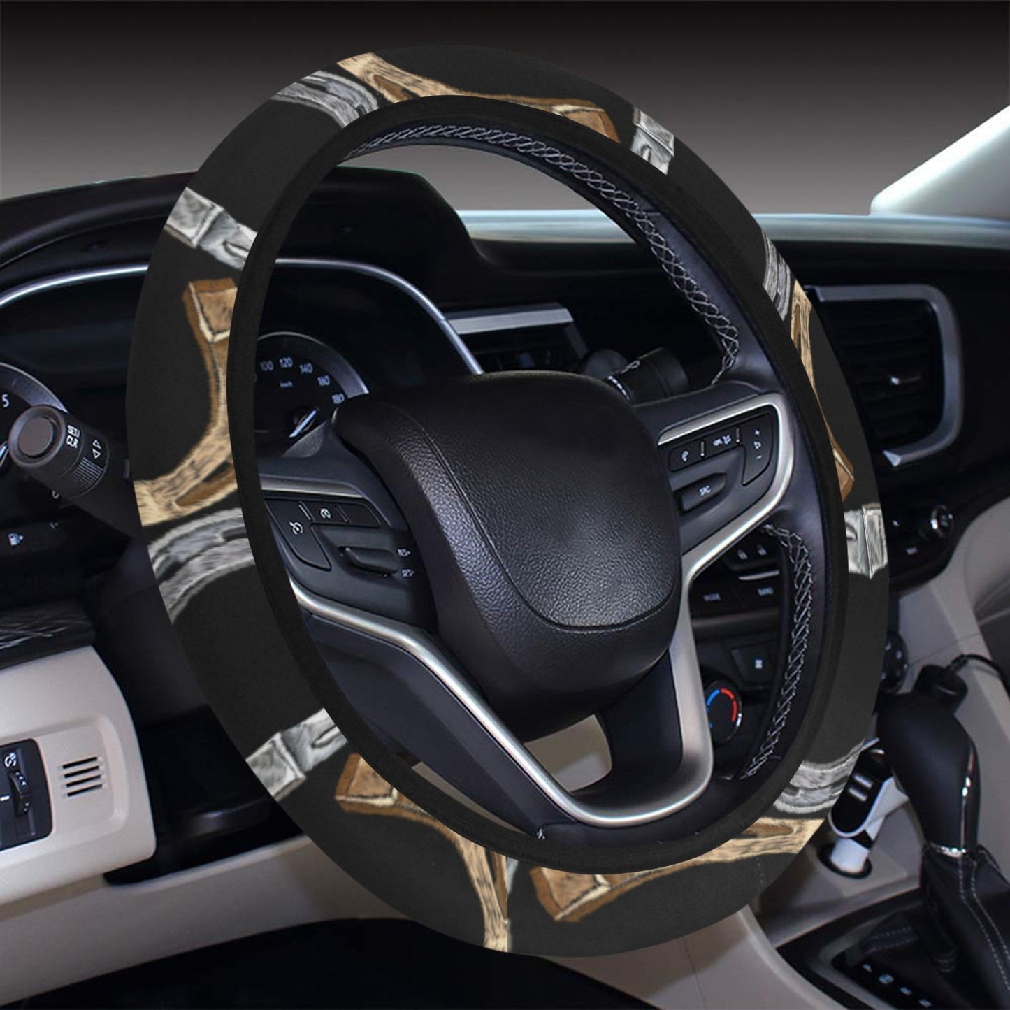 Horseshoe Print Design LKS305 Steering Wheel Cover with Elastic Edge
