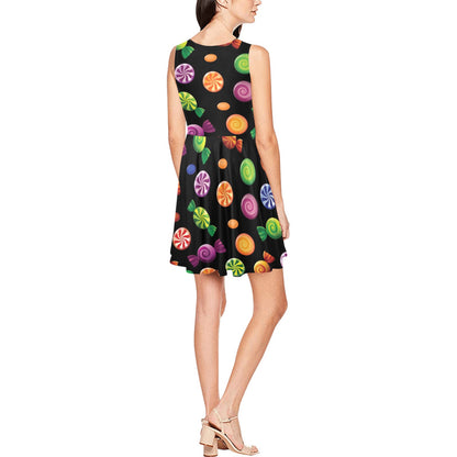 Candy Pattern Print Design 01 Sleeveless Dress