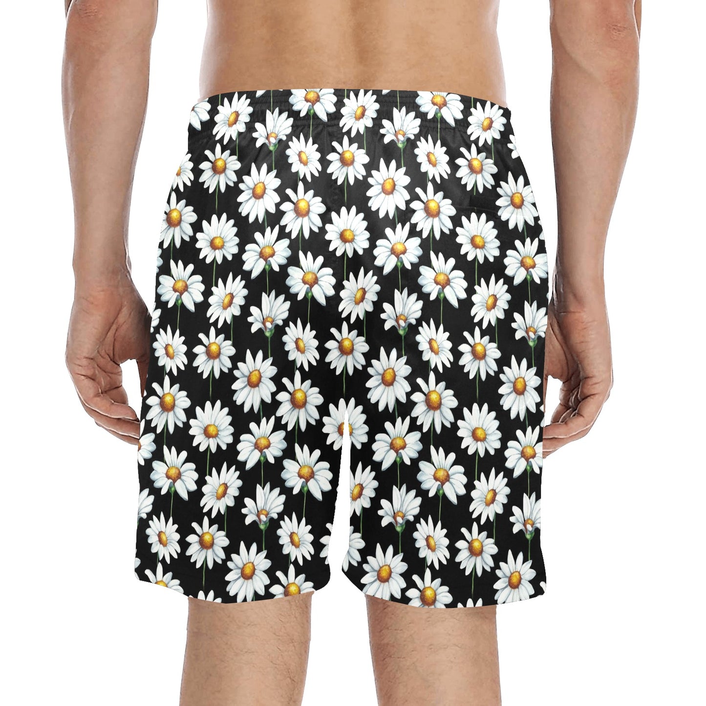 Daisy Print Pattern Men's Swim Trunks Beach Shorts
