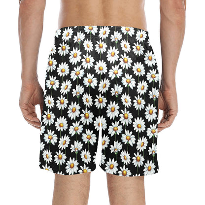 Daisy Print Pattern Men's Swim Trunks Beach Shorts