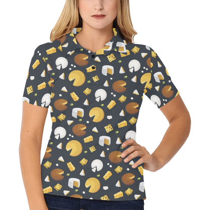 Cheese Pattern Print Design 03 Women's Polo Shirt