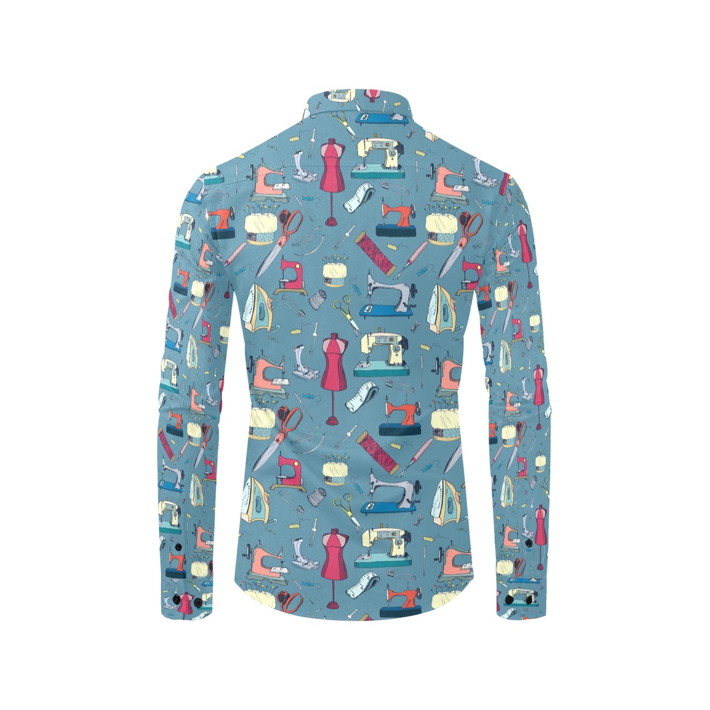 Sewing Equipment Print Design LKS301 Men's Long Sleeve Dress Shirt