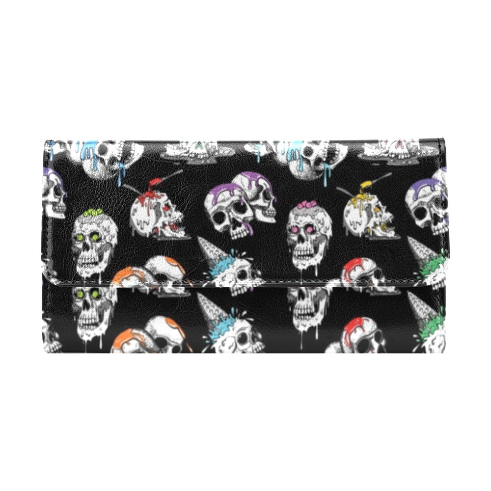 Skull Print Design LKS3013 Women's Trifold Wallet