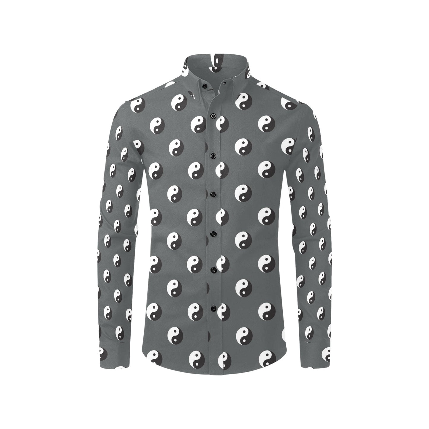 Yin Yang Print Design LKS303 Men's Long Sleeve Dress Shirt