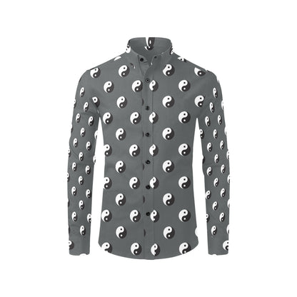 Yin Yang Print Design LKS303 Men's Long Sleeve Dress Shirt