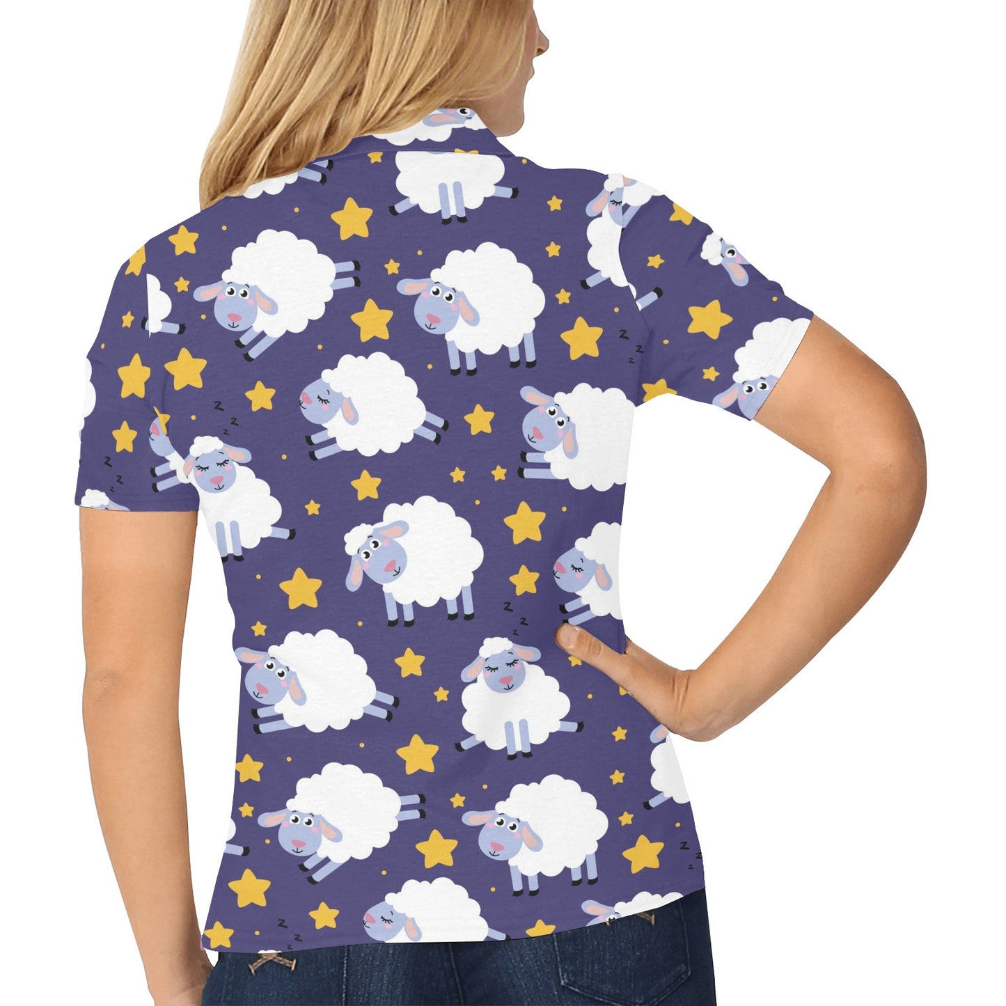 Sheep Pattern Print Design 03 Women's Polo Shirt