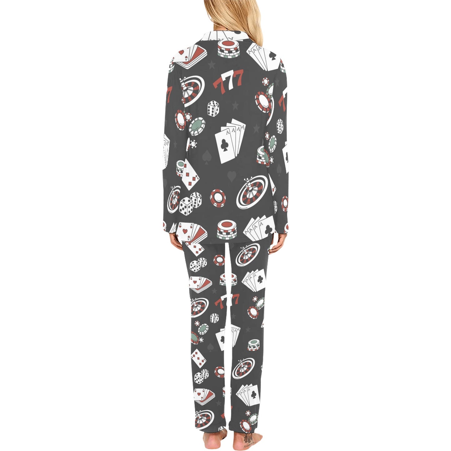 Casino Pattern Print Design 02 Women's Long Pajama Set