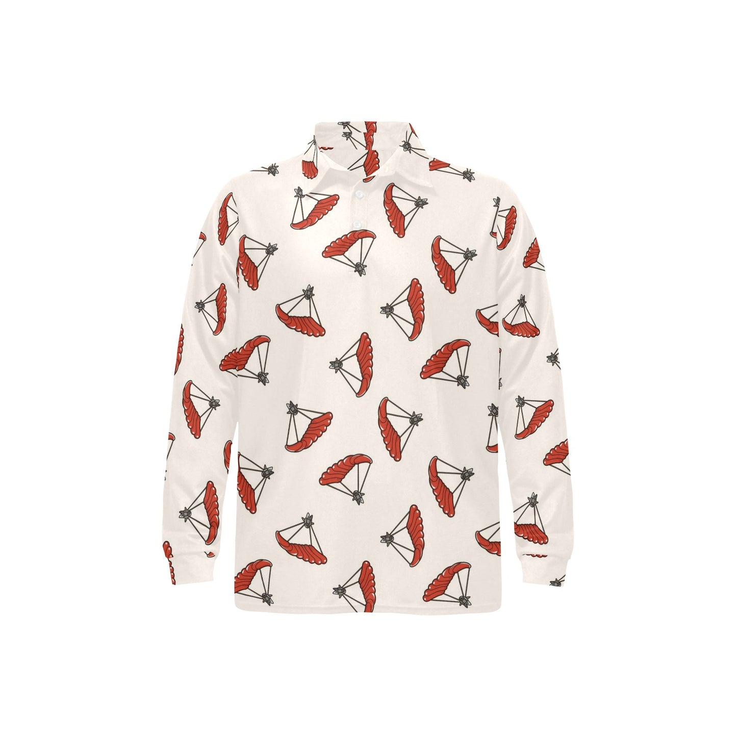 Skydiver Print Design LKS302 Long Sleeve Polo Shirt For Men's