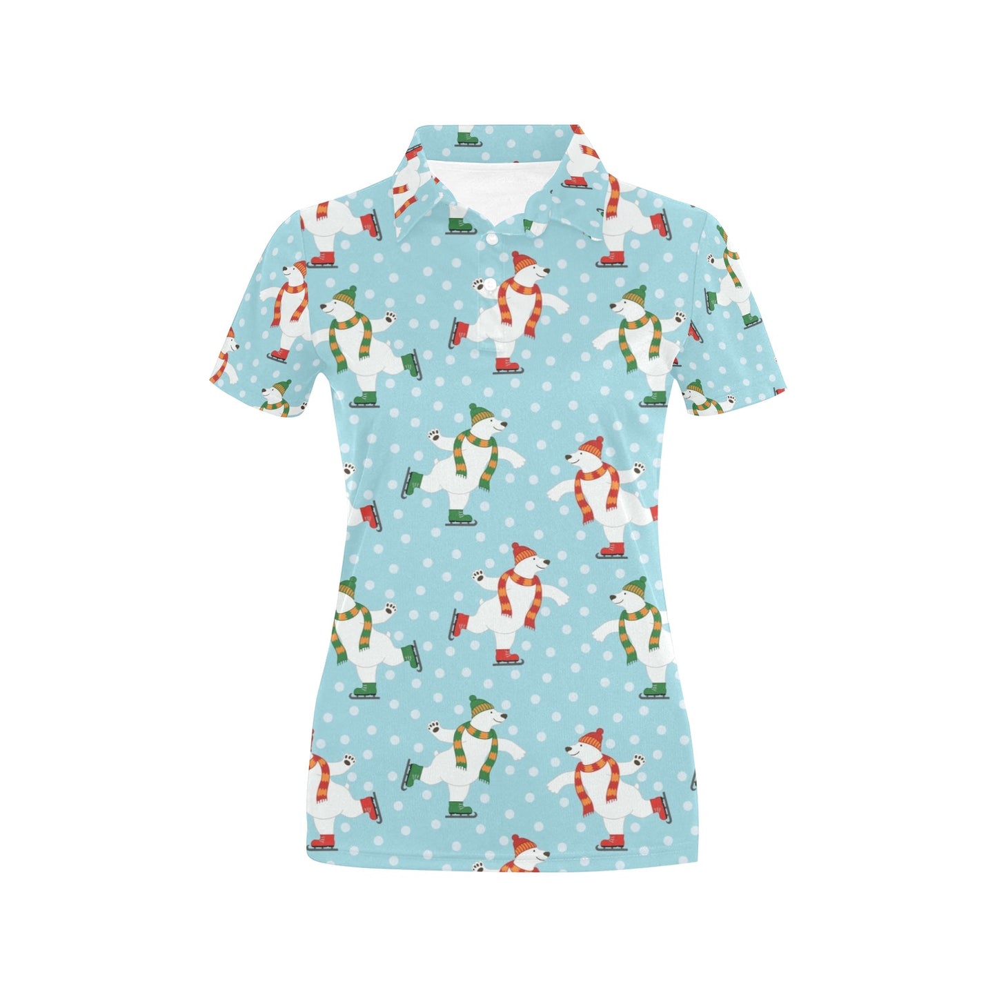 Polar Bear Pattern Print Design PB07 Women's Polo Shirt