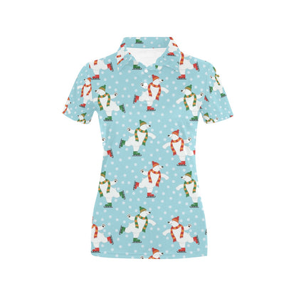 Polar Bear Pattern Print Design PB07 Women's Polo Shirt